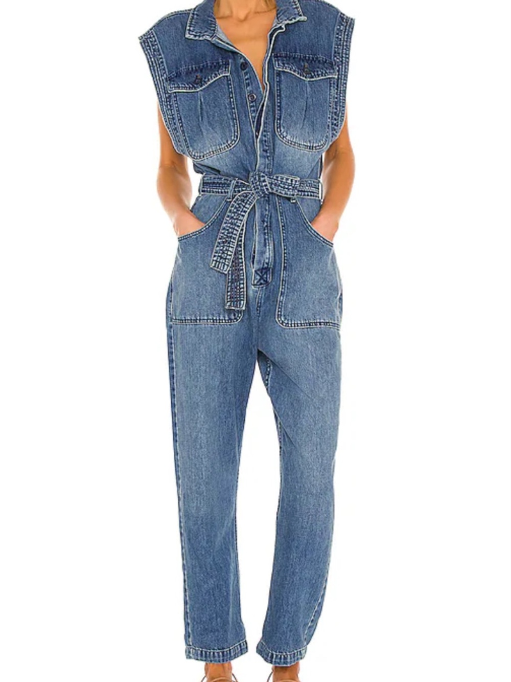 FREE PEOPLE Sydney Sleeveless Jumpsuit in Breezy Blue Size Large